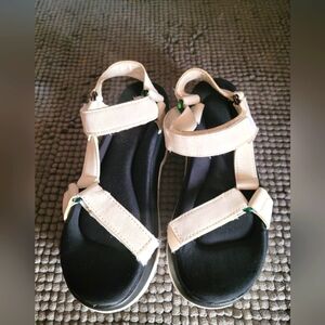 Teva Cream and Black Sandals